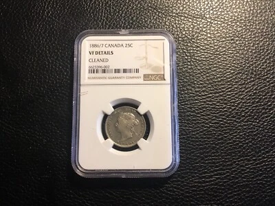 1886/7 Canadian 25 Cent NGC Vf Details Cleaned Lightly Super Rare All Grades - Image 1 of 4