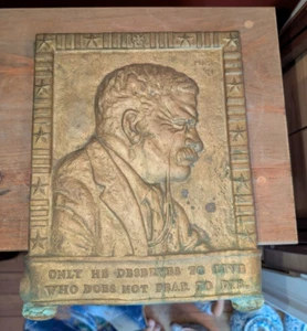 Antique Theodore Roosevelt Bronze Sculpture Plaque Political Historical Military - Picture 1 of 13