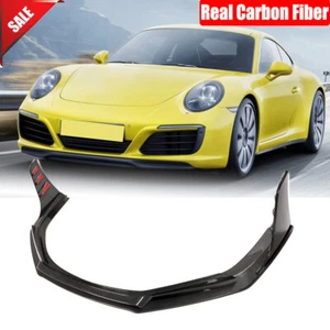 For Porsche 911 991 Carrera 4 S 4S Real Carbon Fiber Front Bumper Lip Spoiler - Picture 1 of 12