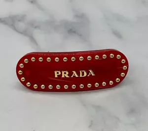 Echte PRADA rot Acryl Gold Ohrstecker Haarspange Haarspange - gebraucht / KY4826 - Bild 1 von 6