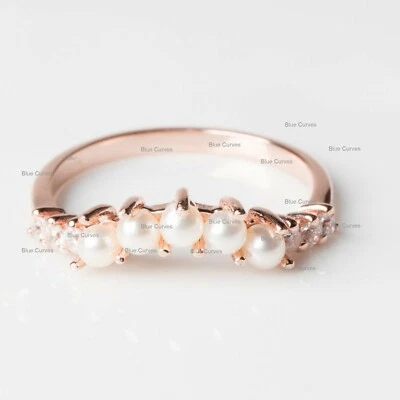 Ювелирные изделия ручной работы кольцо из чистого 14-каратного желтого золота с настоящим жемчугом и драгоценными камнями бриллиантами - Изображение 1 из 3