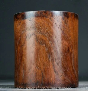 6" Old Chinese Huanghuali Wood Carved Dynasty Palace Brush Pot Pencil Vase - Picture 1 of 7