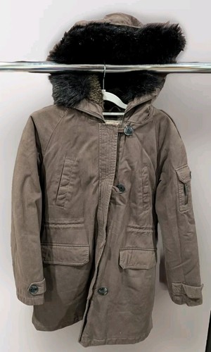Michael Kors Parka Cappotto Rimovibile Ecopelliccia Bordo Cappuccio Marrone Donna Small