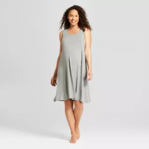 New Isabel Maternity Nursing Maternity Dress MooMoo Nightgown Henley XS Gray - Picture 1 of 6
