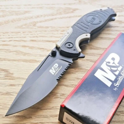 Складной нож Smith & Wesson M&P 3,5 дюйма лезвие из нержавеющей стали резиновая алюминиевая ручка - Изображение 1 из 4