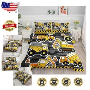 Playful Truck Yellow Bedding Set for Boys - 3-Piece Comforter & Pillowcase - Picture 1 of 8