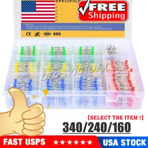340/240PCS Bastone Saldante Impermeabile Guarnizione Manicotto Termoretraibile Butt Wire Connettori - Foto 1 di 32