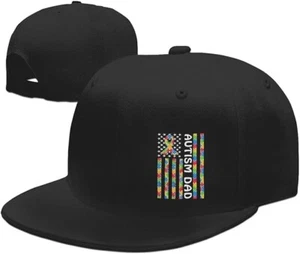 AUTISM DAD Baseball Cap Unisex Trucker Hat BLACK Adjustable OSFA Flat Bill Plaid - Picture 1 of 11