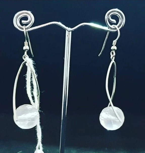 Orecchini pendenti in Quarzo Rosa e Argento 925  - Immagine 1 di 1