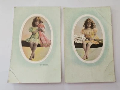Hand-Coloured Portraits of Flower Girl Dolly Real Photo Postcards Wildt & Kray. - Image 1 of 4
