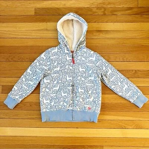 Mini Boden Woodland Animal Deer Shaggy Sherpa Zip Up Hoodie Sweatshirt 9-10 - Picture 1 of 7