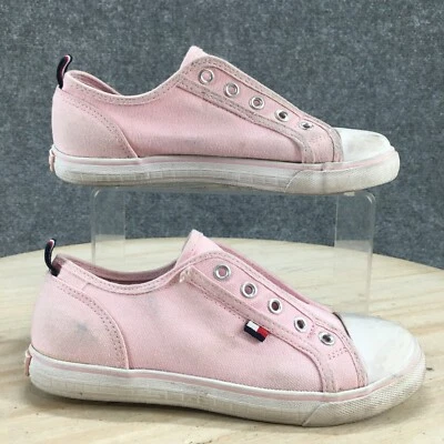 Tommy Hilfiger Shoes Kids 2 Girls Core Laceless Slip On Sneakers Pink Fabric - Image 1 of 4