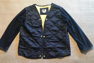 Vintage Nike Jacket Large 12-14 Navy Blue Quilted Open Front Nylon Blend #1717 - Picture 1 of 12