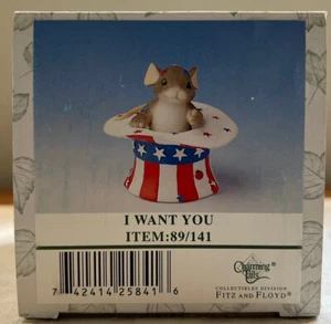 I Want You Patriotic USA Mouse Figurine ~ Charming Tails Fitz & Floyd - Picture 1 of 2