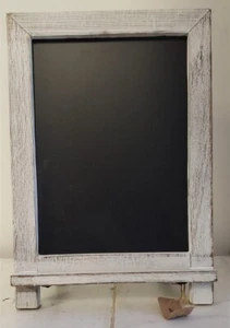 Rustic Whitewash Tabletop Chalkboard 14" x 9.5" Hang or use legs at bottom - Picture 1 of 9