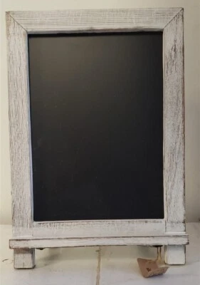 Rustic Whitewash Tabletop Chalkboard 14" x 9.5" Hang or use legs at bottom - Image 1 of 4