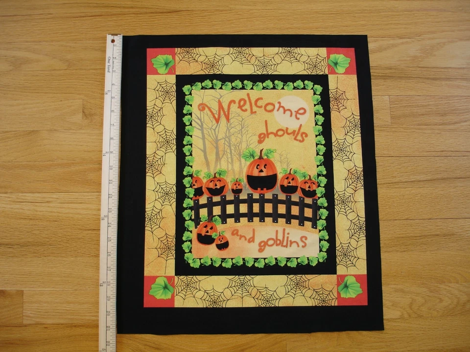 Halloween Welcome Ghouls and Goblins Cotton Quilt Fabric Wall Hanging - Image 1 of 1