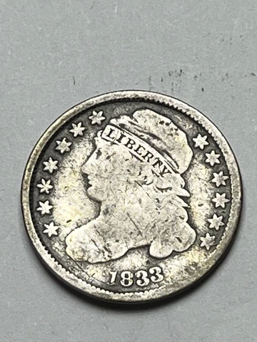1833 Capped Bust Dime Good light scratches, 190 Year Old Coin Lot U840 Cover