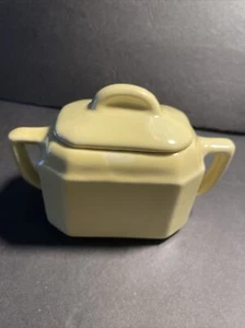VINTAGE Hall Pottery DECO Container Yellow Lidded Rectangular Shape Handled MCM - Picture 1 of 6
