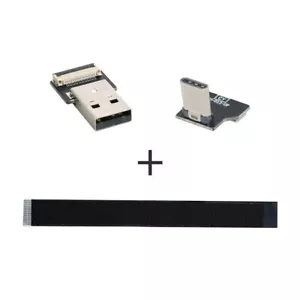 Up Down Angled USB 2.0 Type-A Male to USB-C Type-C Male Data Flat Slim FPC Cable - Picture 1 of 1