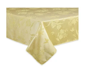 Yellow Rectangle Tablecloth 60 x 144 Tulips Butterflies Spring Splendor Easter - Picture 1 of 5