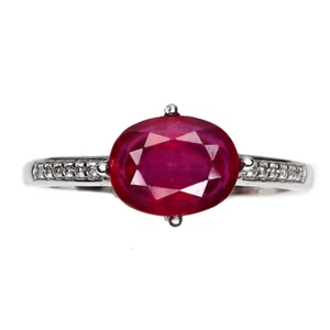 Summer 925 Silver Ring Oval Ruby 9x7mm Gemstone Jewelry Size 8 - Picture 1 of 10