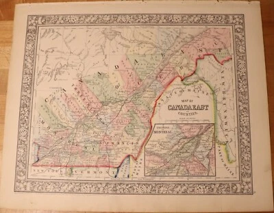 1860 Canada East Mitchell's map 15.4" x 12.6" Antique - Authentic - Image 1 of 3