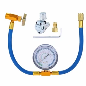 R134A AC Recharge Hose with Gauge and BPV31 Piercing Tap Valve Kit, 1/4" USA - Picture 1 of 14