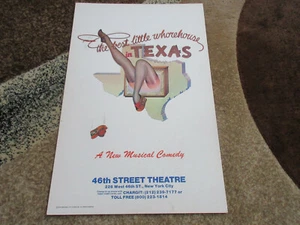 Original Best Little Whorehouse Texas Broadway Show Lobby Poster Card 22" x 14" - Picture 1 of 4