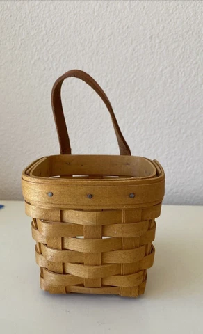 Vintage 2000 Longaberger Small Hanging Basket Leather Hook Strap USA Cover