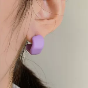 Purple Hoop Earrings Candy Colour C Shape Acrylic Summer Style Jewellery Ship UK - Picture 1 of 5