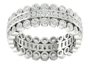 3 Row Eternity Ring VS1 F 1.80 Ct Natural Round Diamond 14K White Gold Appraisal - Picture 1 of 8