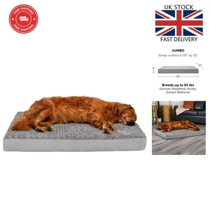 Jumbo XL Orthopädisches Hundebett - Ultra Plüsch Kunstfell mit abnehmbarem Bezug - Grau - Bild 1 von 11