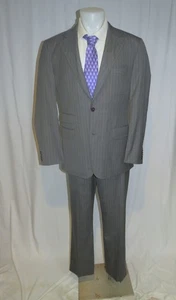 Hugo Boss Selection Lloyd Gray Stripe Zegna Fabric Two Button Suit 42L - Picture 1 of 16