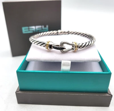 Brazalete de diamantes con detalles de plata de ley y oro amarillo de 18 k de dos tonos EFFY para mujer Foto 1 de 4