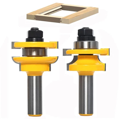 2PCS Rail and Stile Router Bit Set 1/2 Shank, Round Over Style Cabinet Door Rout - Image 1 of 4