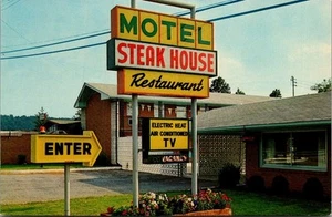 STEAK HOUSE MOTEL and Restaurant ROCKY MOUNT, Virginia VA roadside Postcard - Picture 1 of 2