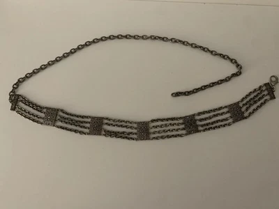 Cinturón Cadena Metal Vintage 40" Boho Western Tono Plata Estrás Acentos Foto 1 de 4