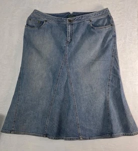 PLUS Ralph Lauren Jeans Company Flare Denim Midi Skirt, 16W - Picture 1 of 11