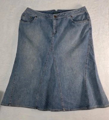 Falda midi de mezclilla acampanada PLUS Ralph Lauren Jeans Company, 16W Foto 1 de 4