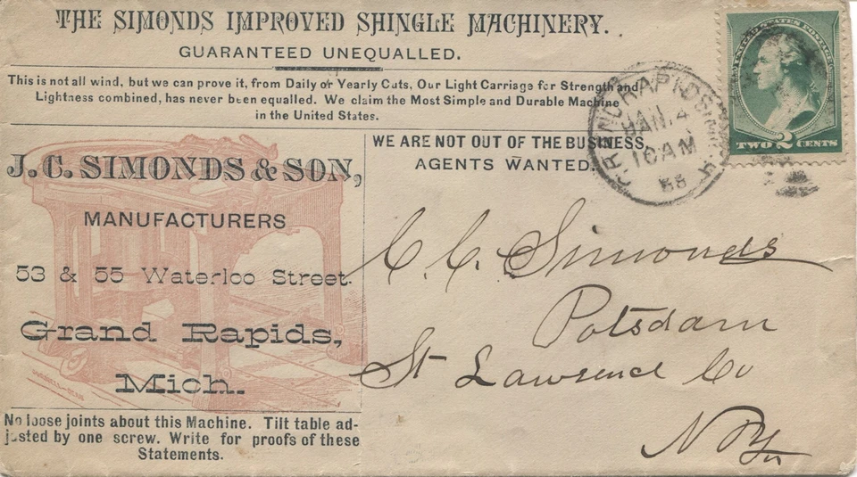 Advertising Cover Grand Rapids MI J.C. Simonds & Son Shingle Machinery 1888 - Image 1 of 2