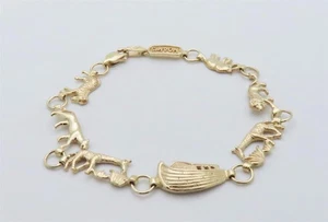 Noahs Ark Bracelets Gold Women Solid Gold Jewelry Christian 10k Size 7.25 B176 - Picture 1 of 10