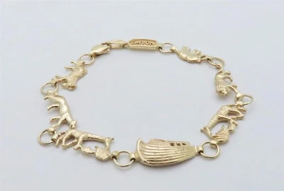 Noahs Ark Bracelets Gold Women Solid Gold Jewelry Christian 10k Size 7.25 B176 - Image 1 of 4