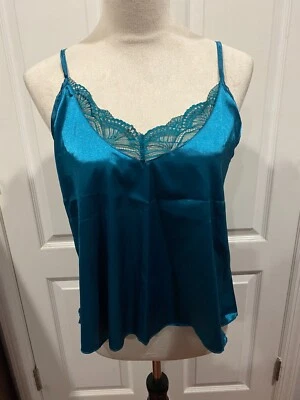 Conjunto de pijama corto de satén de 2 piezas para mujer, XL azul pavo real turquesa Foto 1 de 4