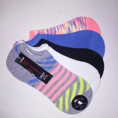 Conjunto de 5 Meias Sem Limites Sapato Tamanho 4-10 Ajuste Colorido Fio Absorvente Novo - Imagem 1 de 4