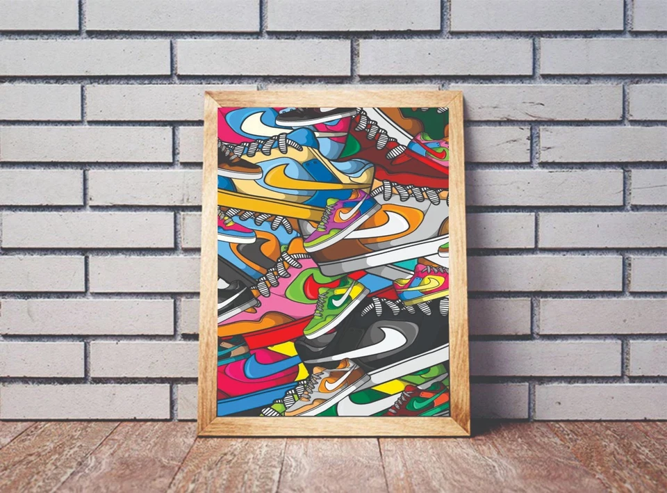 Imagen abstracta de arte de pared con póster/impresión de zapatos Nike Foto 1 de 1