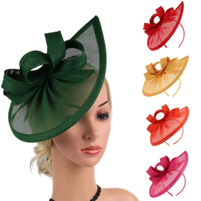 Large Fascinator Hat Women Mesh Bow Cocktail Party Wedding Church Hair Cli ♡ - Image 1 of 4