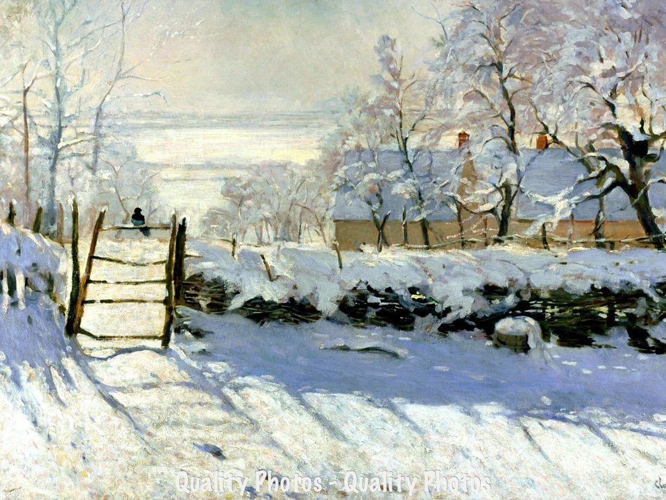 The Magpie Winter Snow 8.5x11" Photo Print Claude Monet Painting Fine Bird Art - Image 1 of 1