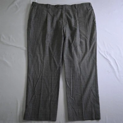 Hart Schaffner Marx 46x30 Houndstooth Flannel Wool Pleated Mens Dress Pants - Image 1 of 4