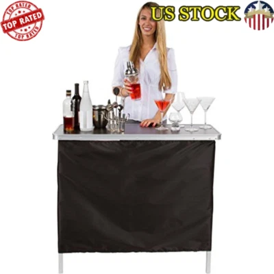 Mesa de Bar Portátil con Estuche de Transporte Diseño Plegable Fácil Transporte 40 Pulgadas de Alto Foto 1 de 4